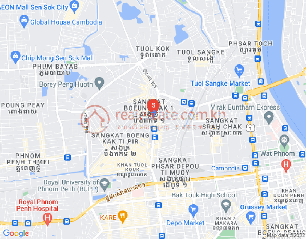 Map of Boeung Kak 1, Toul Kork, Phnom Penh