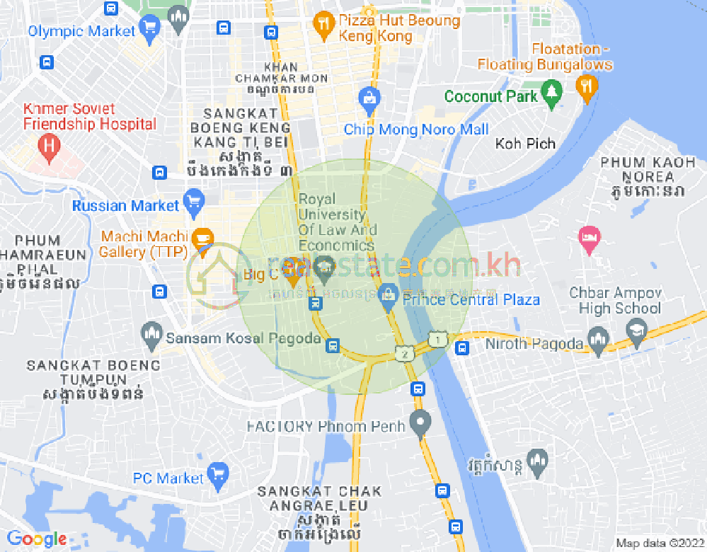 トンレバサック, チャムカモン, プノンペンの地図