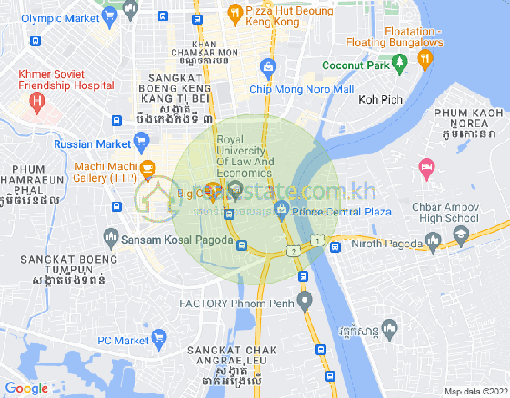 トンレバサック, チャムカモン, プノンペンの地図
