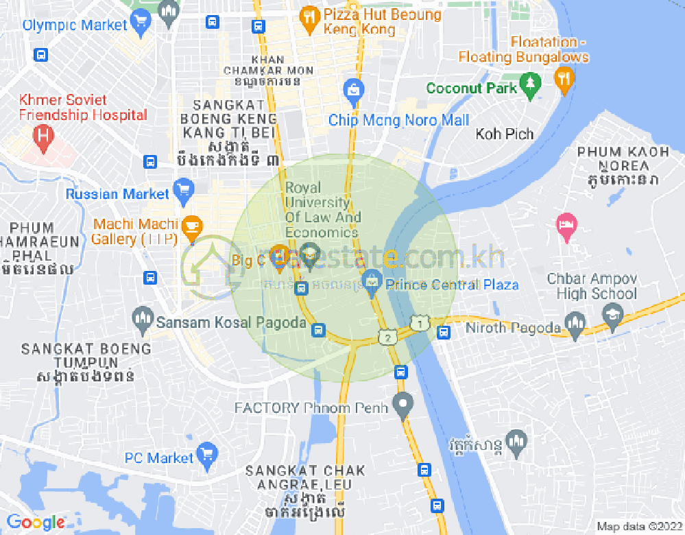 トンレバサック, チャムカモン, プノンペンの地図