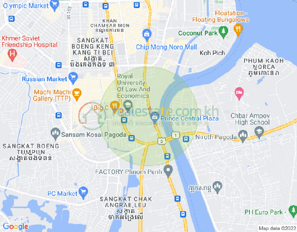 ផែនទី ទន្លេបាសាក់, ចំការមន, ភ្នំពេញ