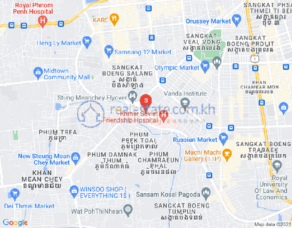 Tumnob Tuek镇, 波哥堪, 金边地图