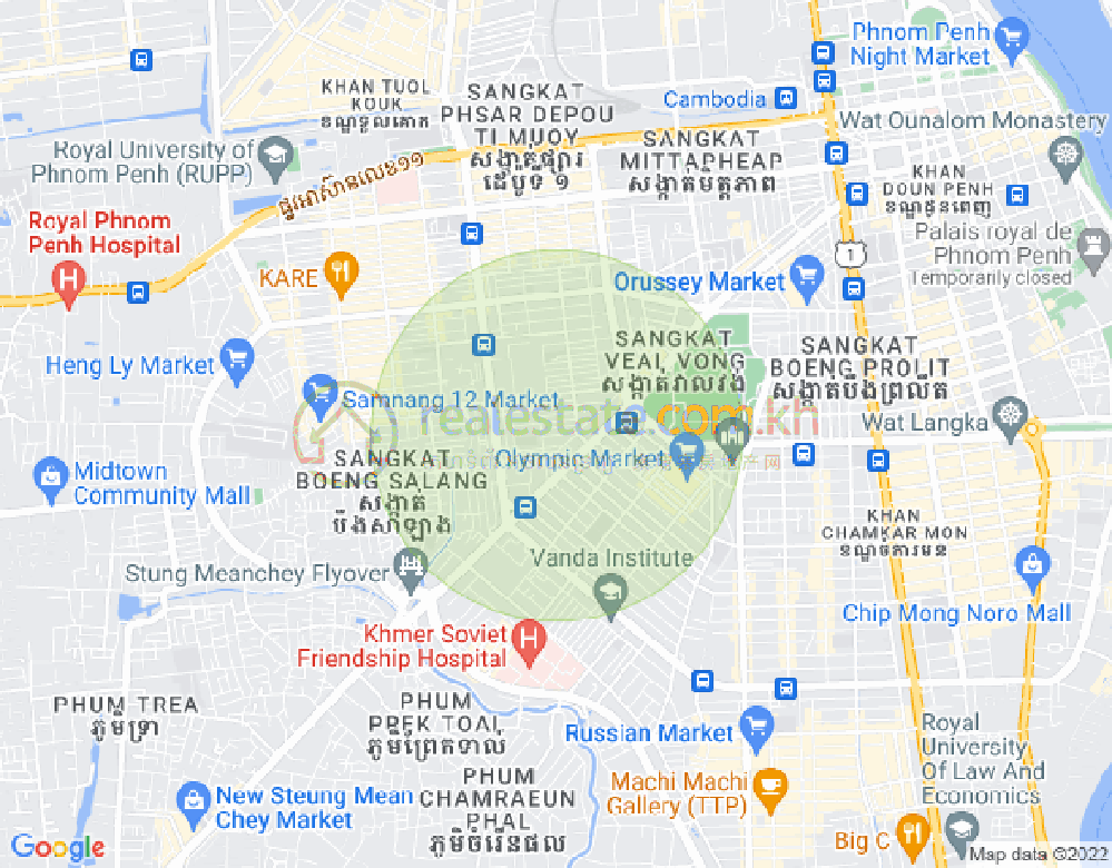 De, 沙南哥分区, 堆谷区, 金边地图