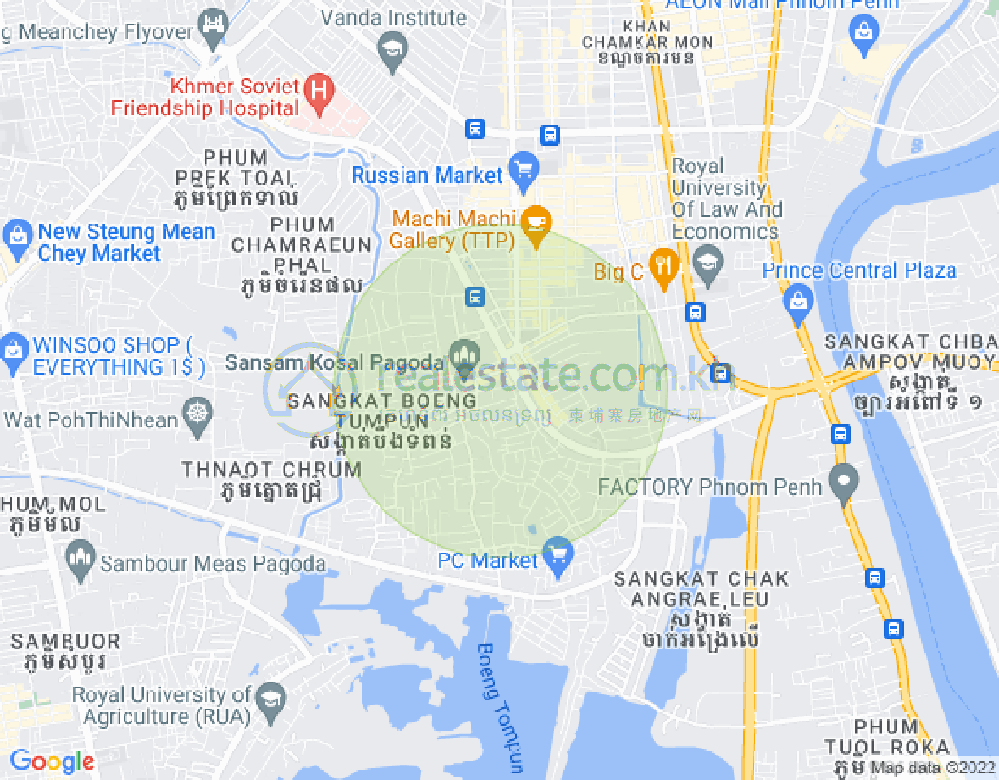 Boeung Tumpun分区, 棉芷区, 金边地图