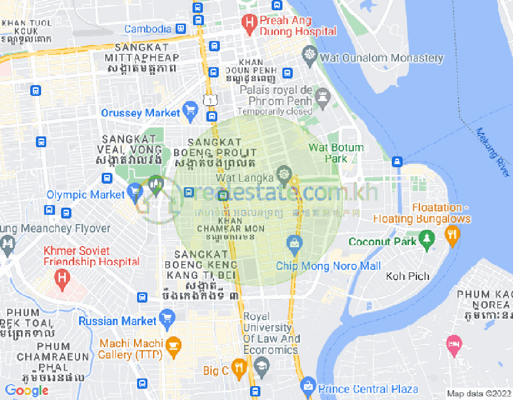 Mapa: BKK 1, Boeng Keng Kang, Phnom Penh