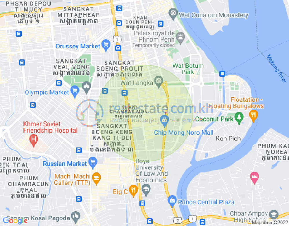 Mapa: BKK 1, Boeng Keng Kang, Phnom Penh