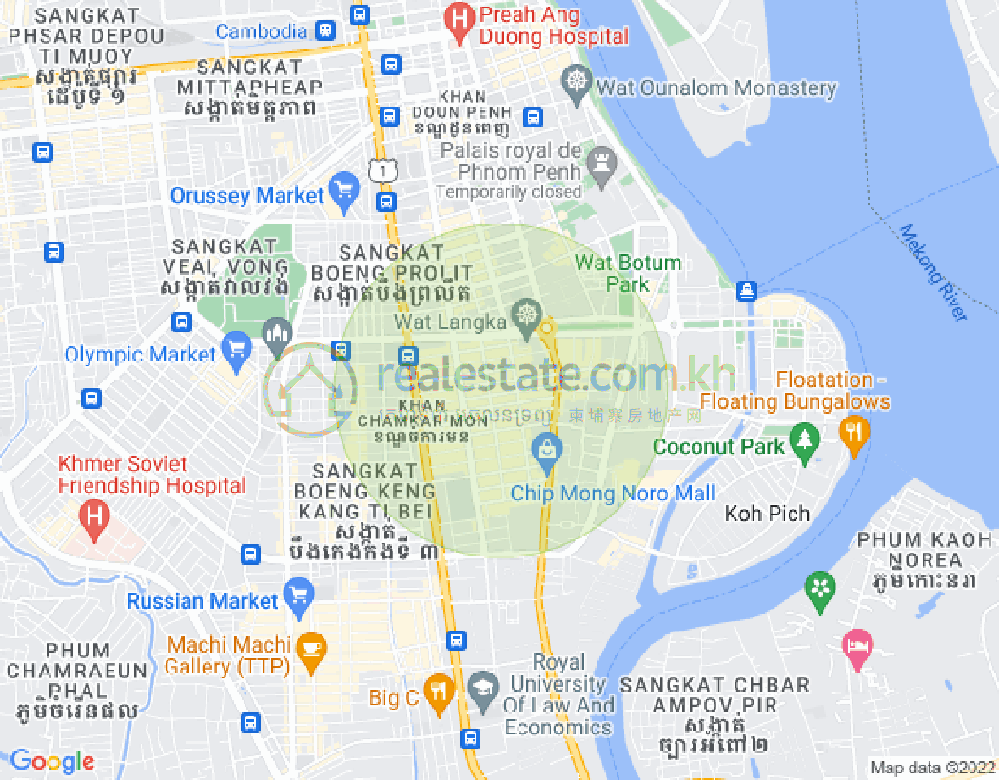 万景岗1分区（BKK1), 波哥堪, 金边地图
