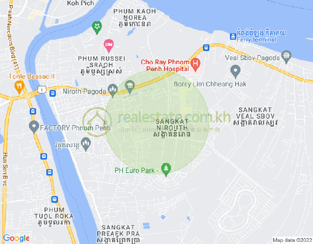Map of Nirouth, Chbar Ampov, Phnom Penh