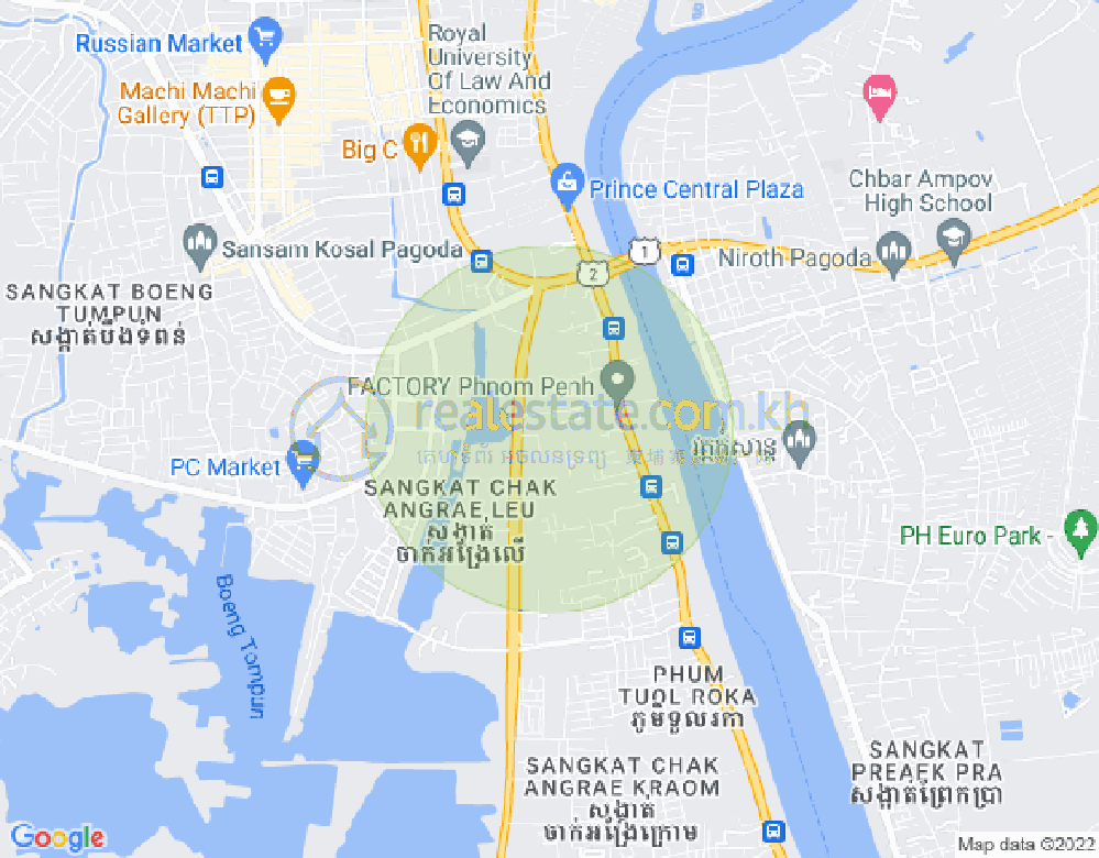ផែនទី F, ទន្លេបាសាក់, ចំការមន, ភ្នំពេញ