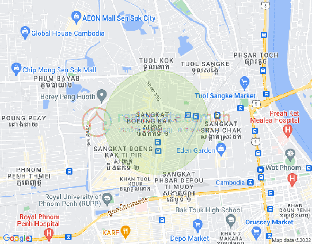 万谷湖1分区, 堆谷区, 金边地图
