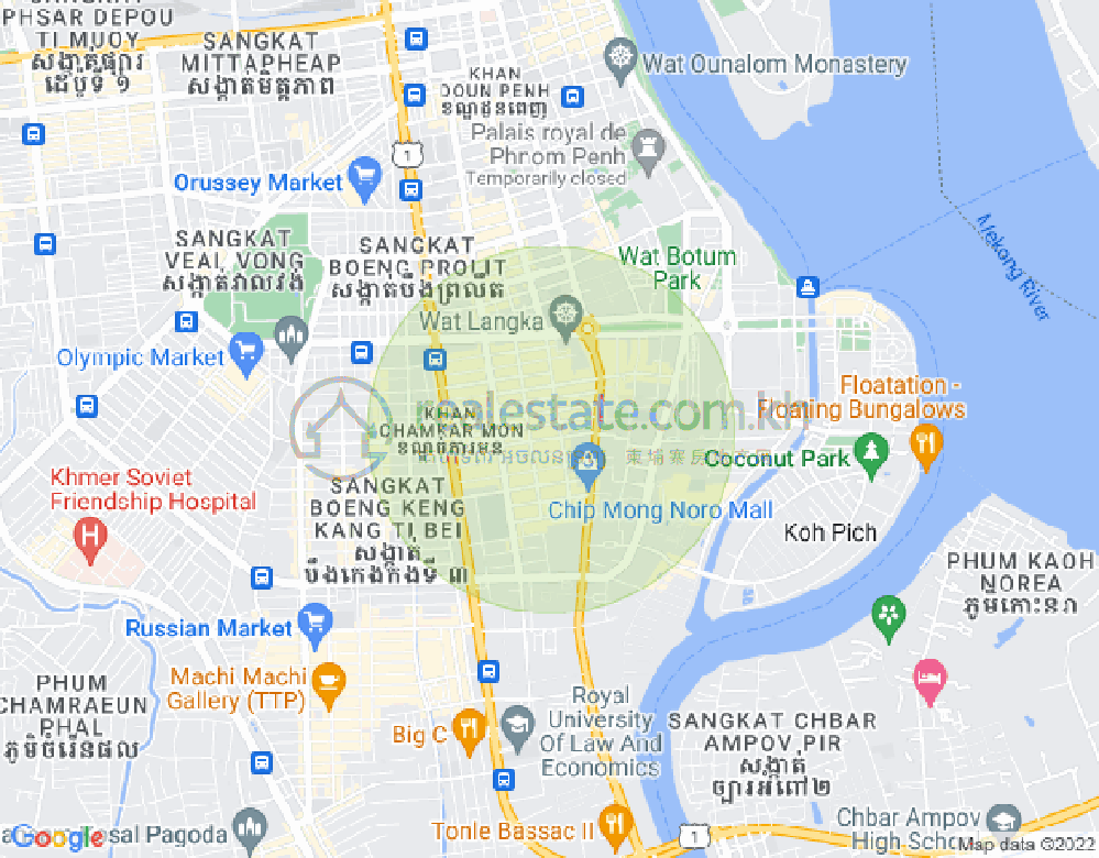 Mapa: BKK 1, Boeng Keng Kang, Phnom Penh