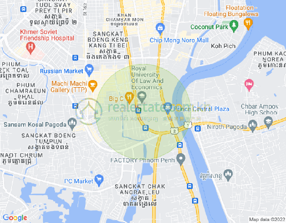 ផែនទី ទន្លេបាសាក់, ចំការមន, ភ្នំពេញ
