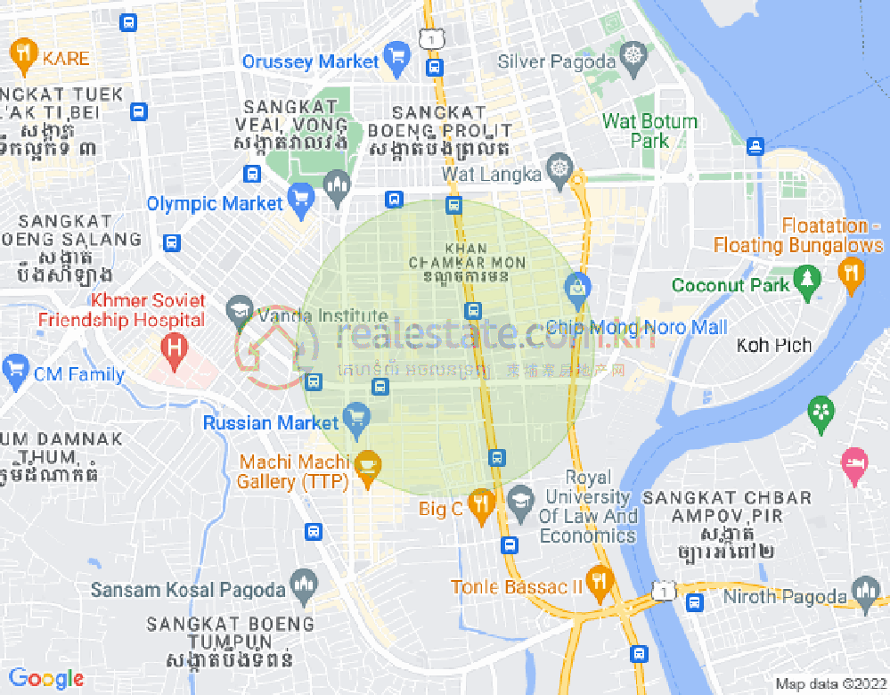 万景岗3分区（BKK3), 波哥堪, 金边地图