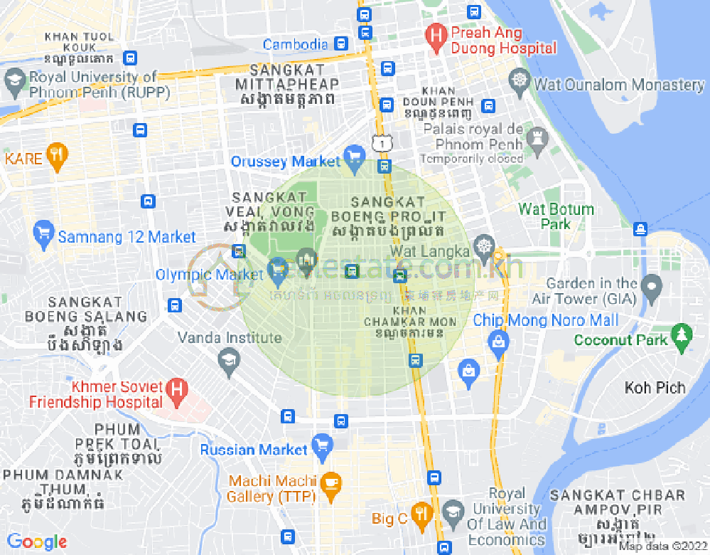 117 117, 만경강2부구(BKK2), 벙껭깡, 프놈펜 지도