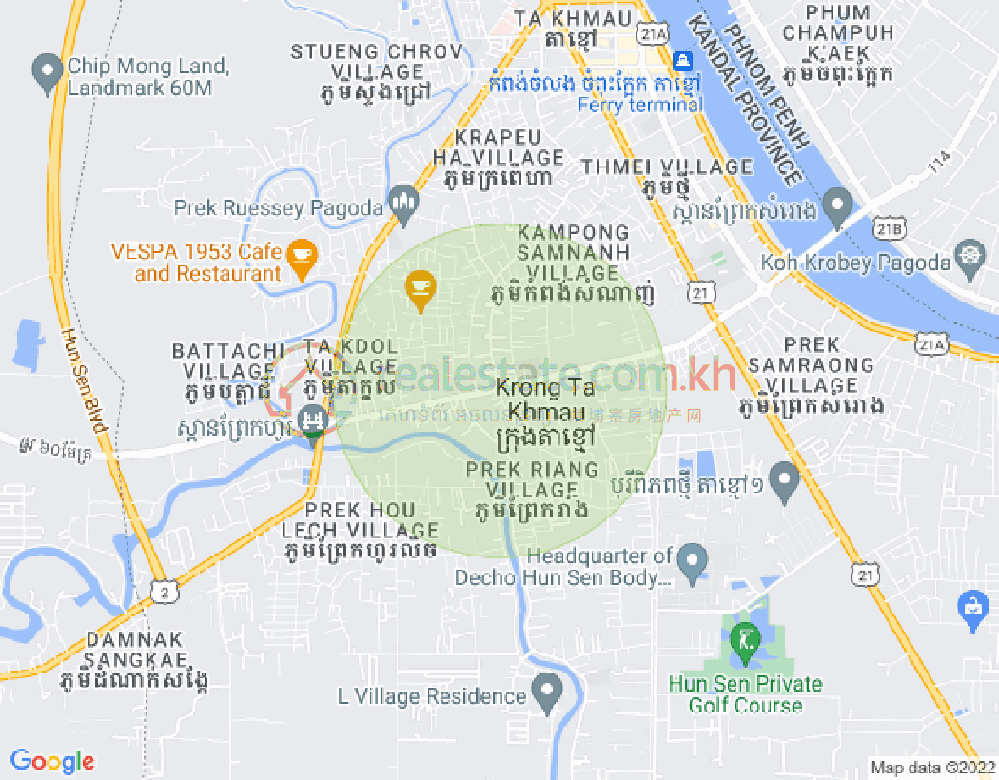 Lum 521, Kampong Samnanh县, 大金欧市, 干拉省地图