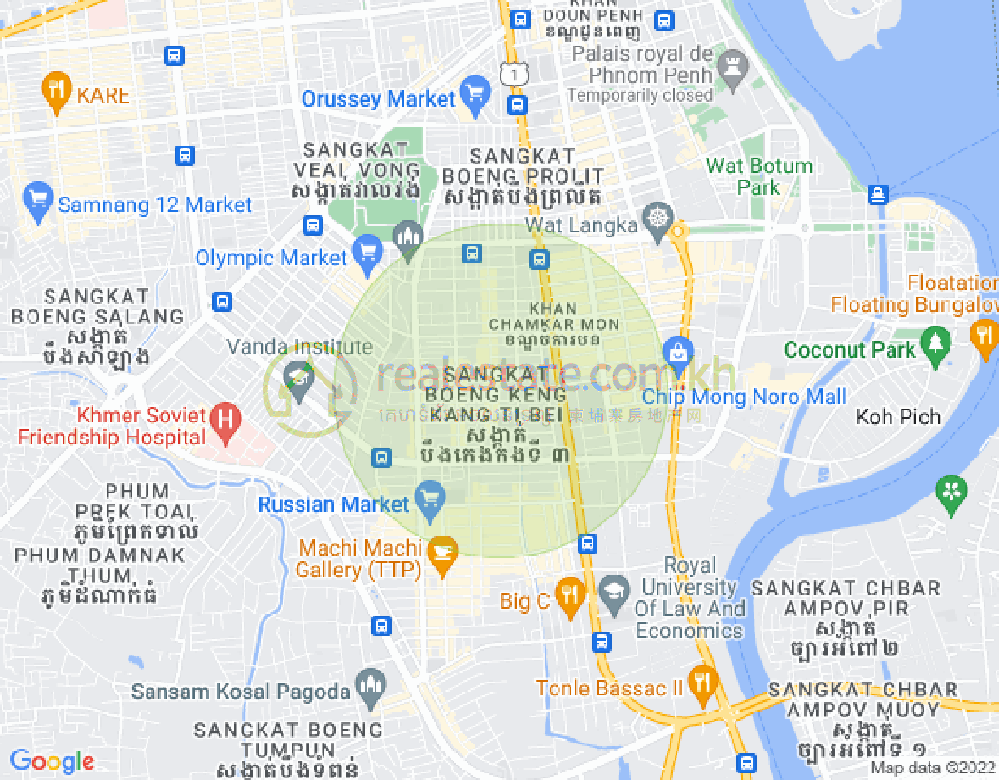 万景岗3分区（BKK3), 波哥堪, 金边地图