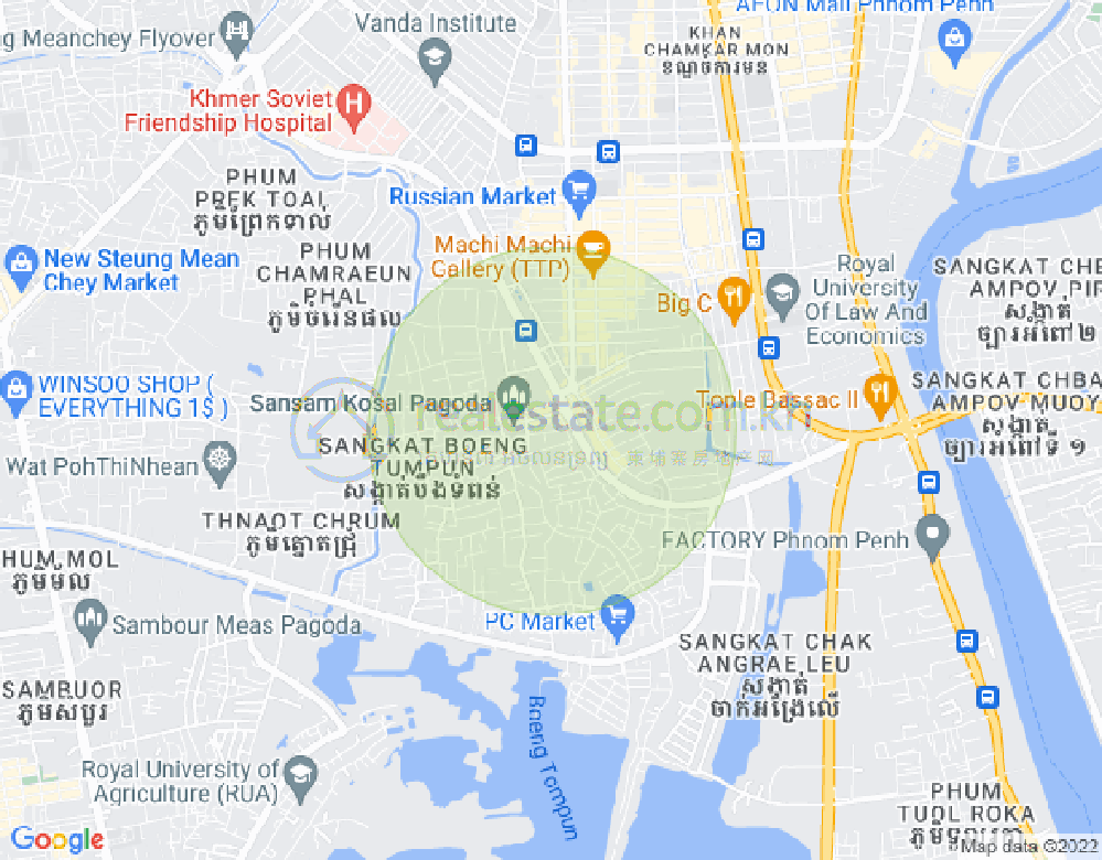 Boeung Tumpun分区, 棉芷区, 金边地图