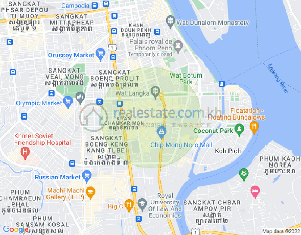 Mapa: BKK 1, Boeng Keng Kang, Phnom Penh