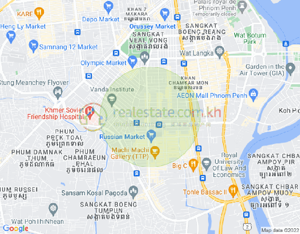 Carte de Toul Tum Poung 1, Chamkarmon, Phnom Penh