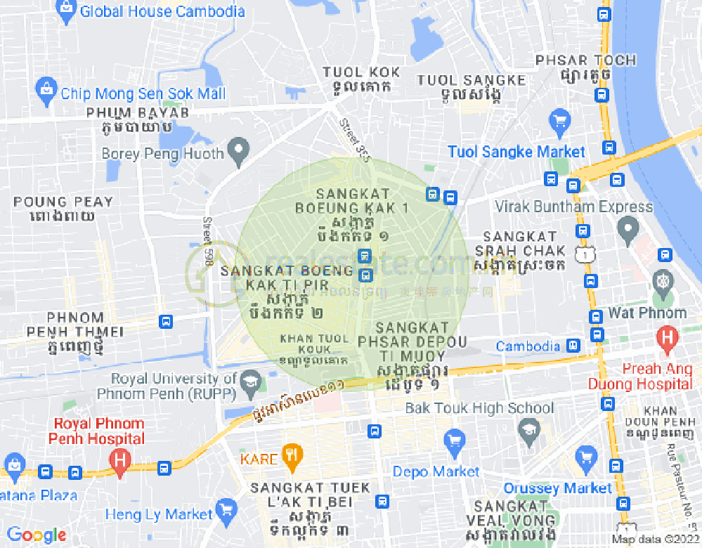 万谷湖1分区, 堆谷区, 金边地图