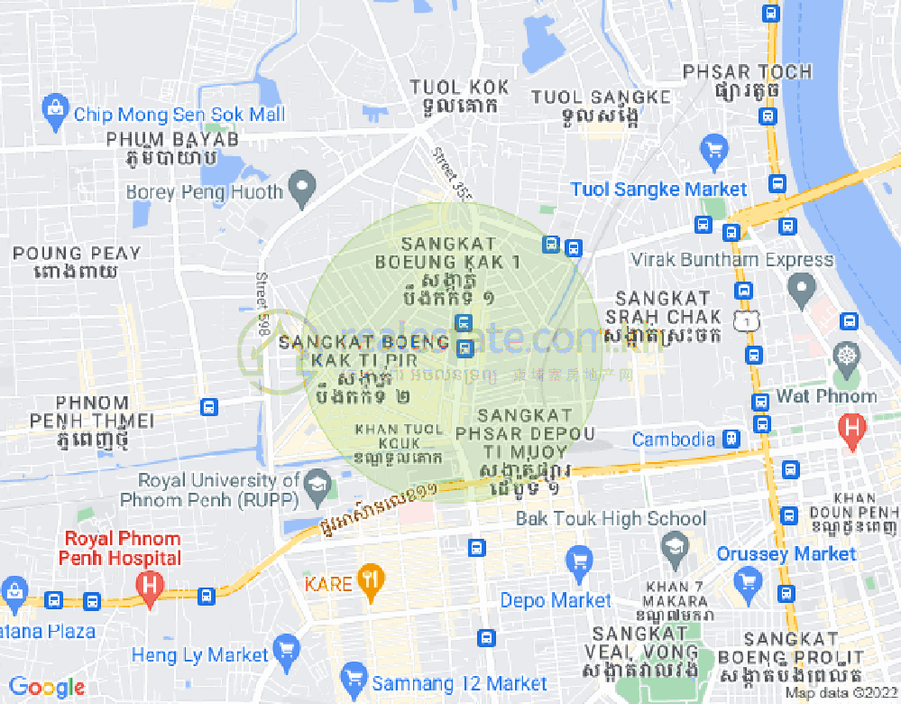 万谷湖1分区, 堆谷区, 金边地图