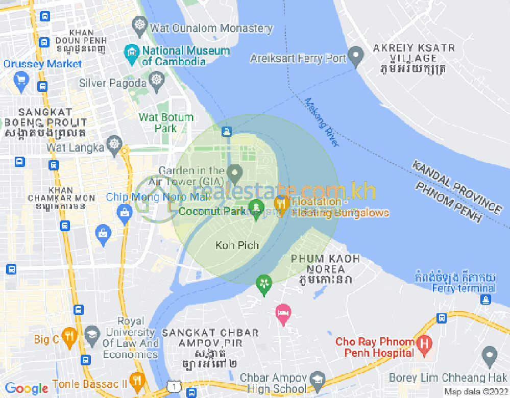 Map of Tonle Bassac, Chamkarmon, Phnom Penh