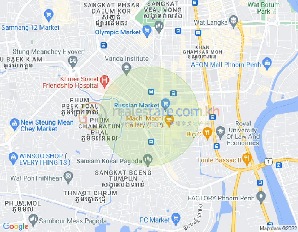 Map of Toul Tum Poung 2, Chamkarmon, Phnom Penh