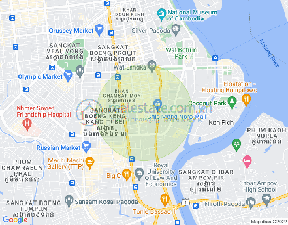 万景岗1分区（BKK1), 波哥堪, 金边地图