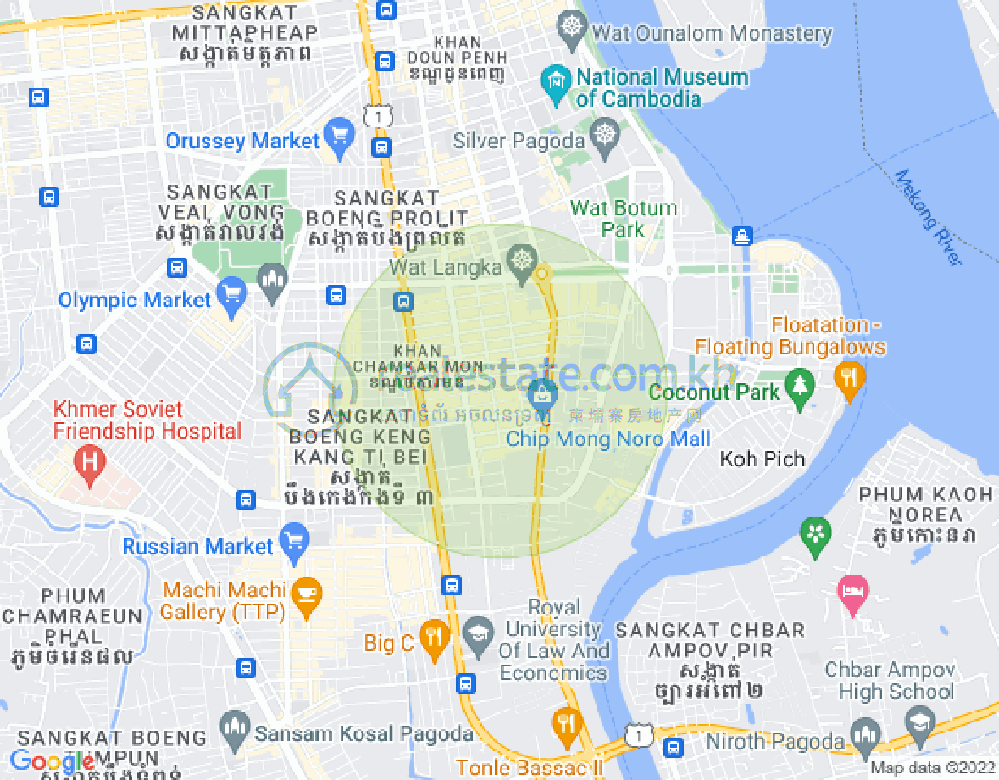 Carte de BKK 1, Boeng Keng Kang, Phnom Penh