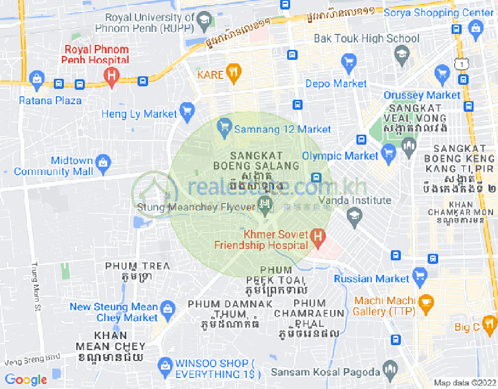 Mapa: Boeung Salang, Toul Kork, Phnom Penh