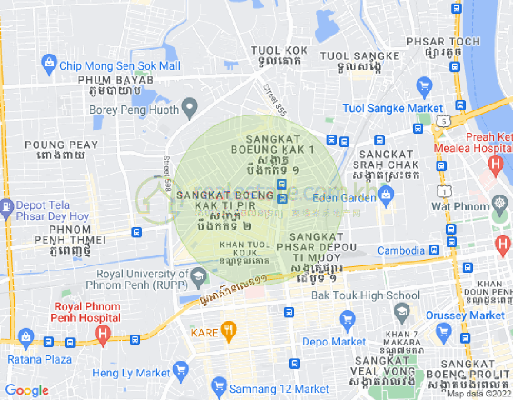 Mapa: Boeung Kak 2, Toul Kork, Phnom Penh