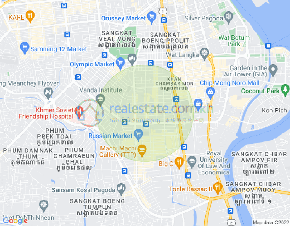 万景岗3分区（BKK3), 波哥堪, 金边地图