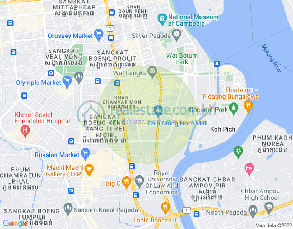 万景岗2分区（BKK2), 波哥堪, 金边地图