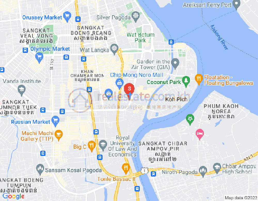 Карта Тонле Бассак, Чамкармон, Пномпень