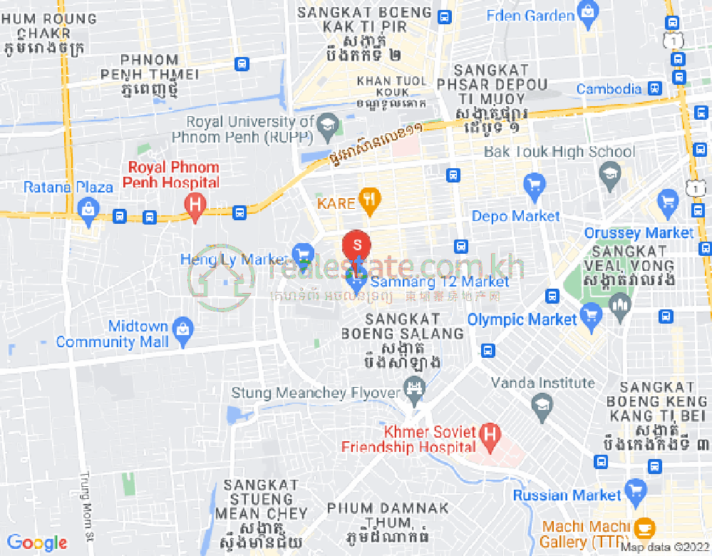 Tuek L'ak 3镇, 堆谷区, 金边地图