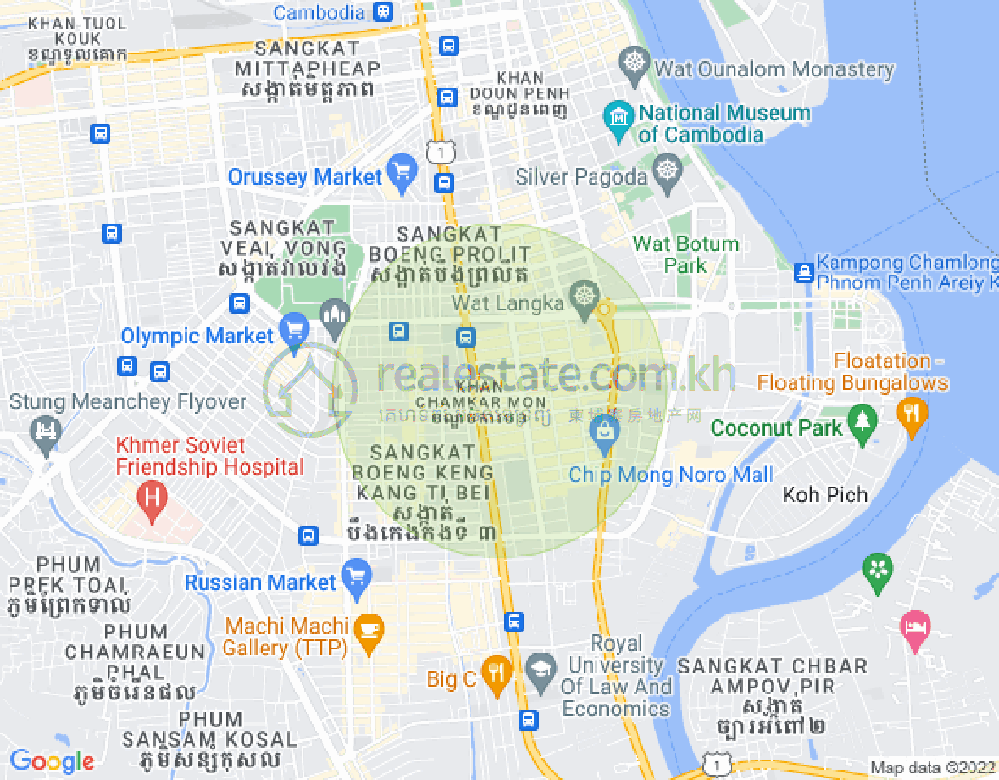 Map of BKK 1, Boeng Keng Kang, Phnom Penh