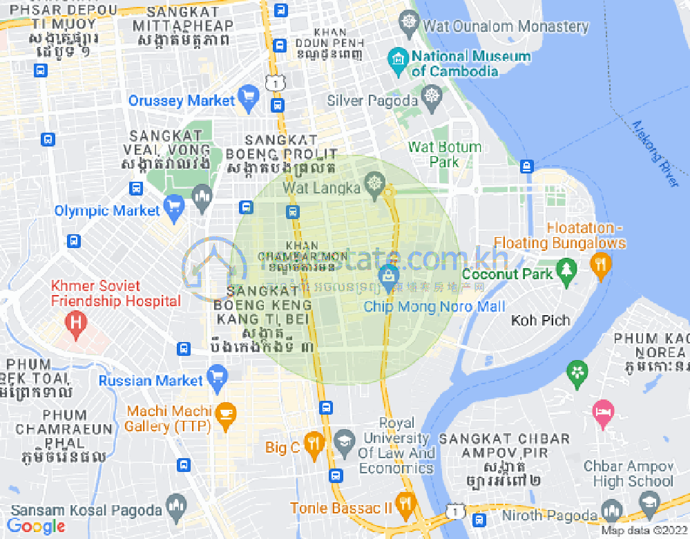 Carte de BKK 1, Boeng Keng Kang, Phnom Penh