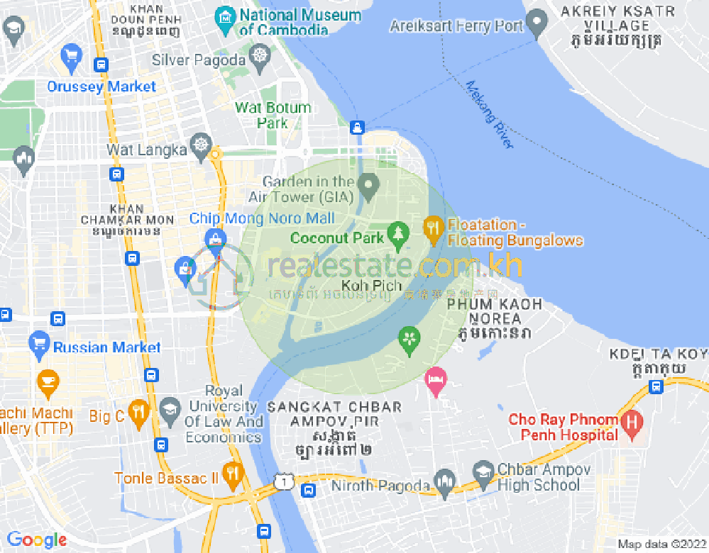 トンレバサック, チャムカモン, プノンペンの地図