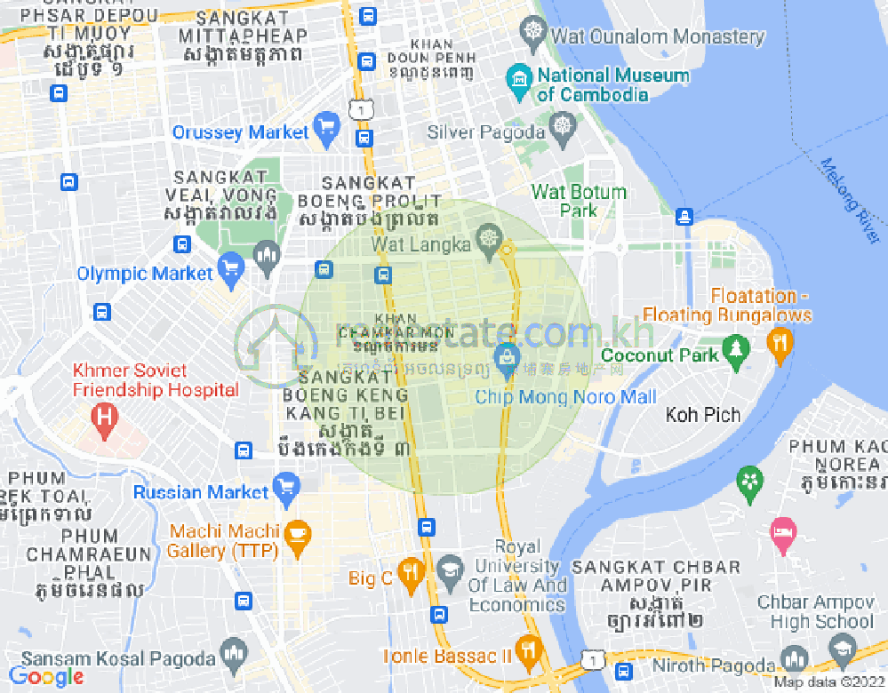 Carte de BKK 1, Boeng Keng Kang, Phnom Penh