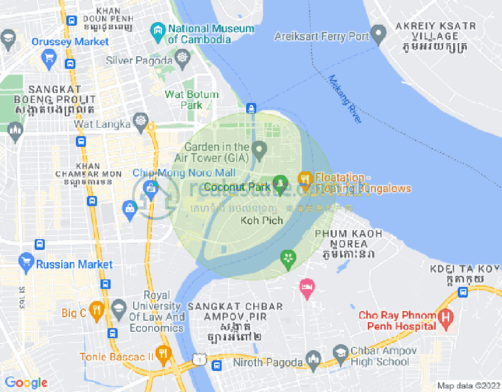 Mapa: Tonle Bassac, Chamkarmon, Phnom Penh