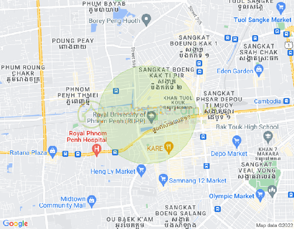 Mapa: Phsar Depou I, Toul Kork, Phnom Penh