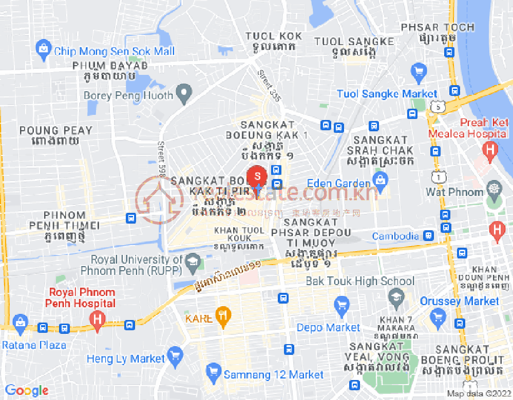 Mapa: Boeung Kak 2, Toul Kork, Phnom Penh
