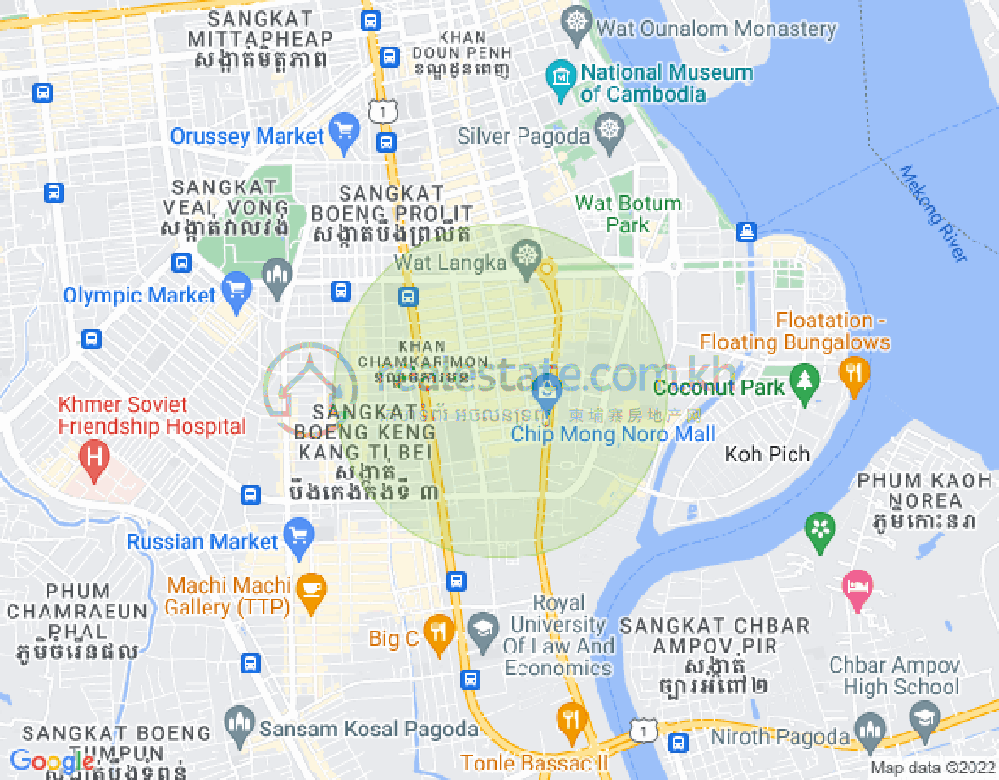 Map of BKK 1, Boeng Keng Kang, Phnom Penh