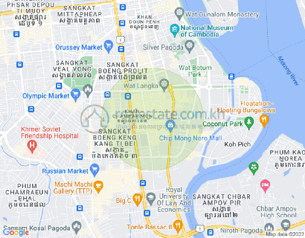 Mapa: BKK 1, Boeng Keng Kang, Phnom Penh