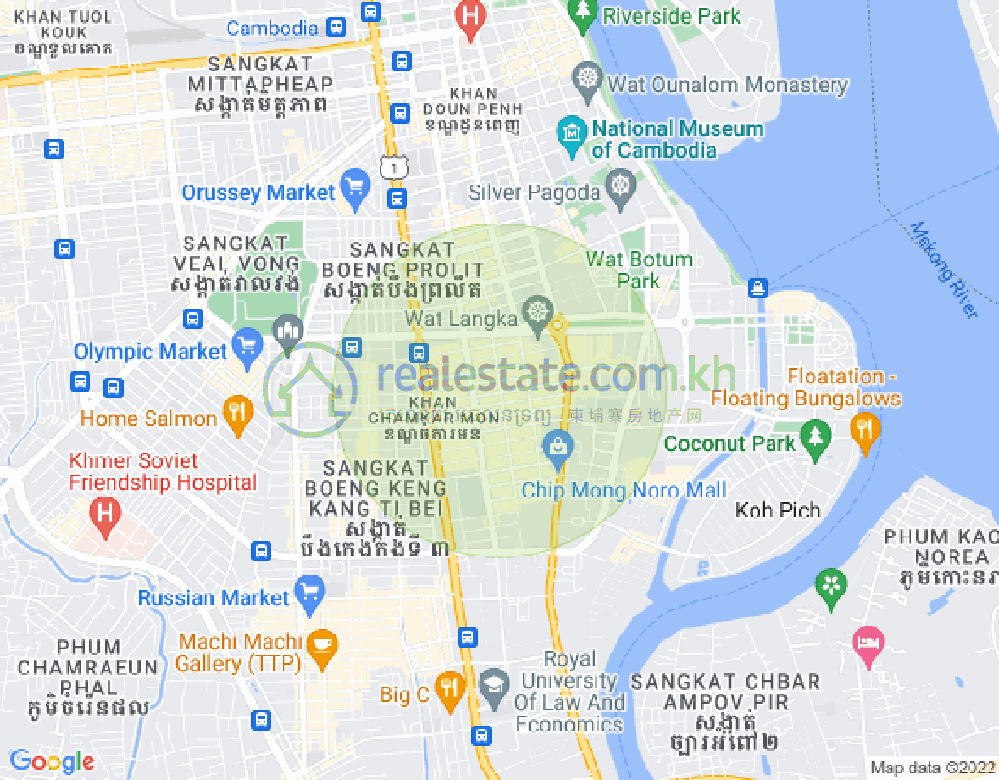 Carte de BKK 1, Boeng Keng Kang, Phnom Penh