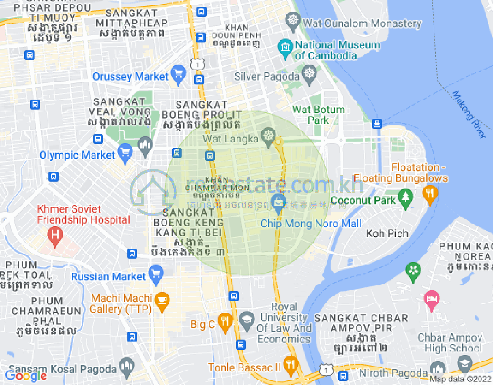 Carte de BKK 1, Boeng Keng Kang, Phnom Penh