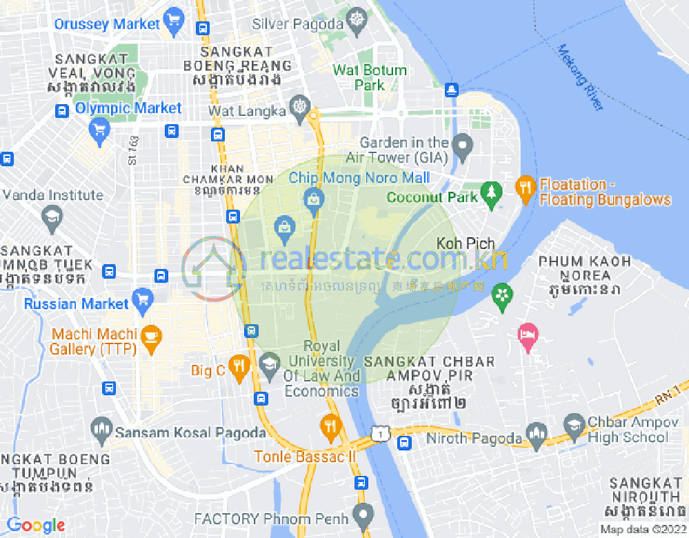 トンレバサック, チャムカモン, プノンペンの地図