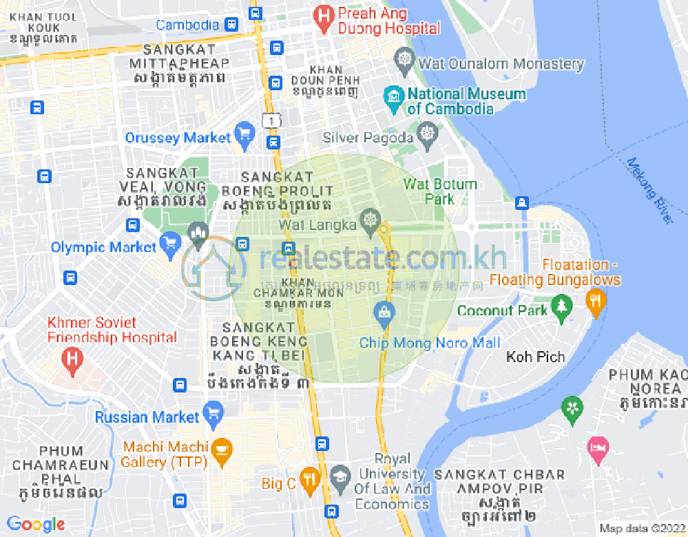Mapa: BKK 1, Boeng Keng Kang, Phnom Penh