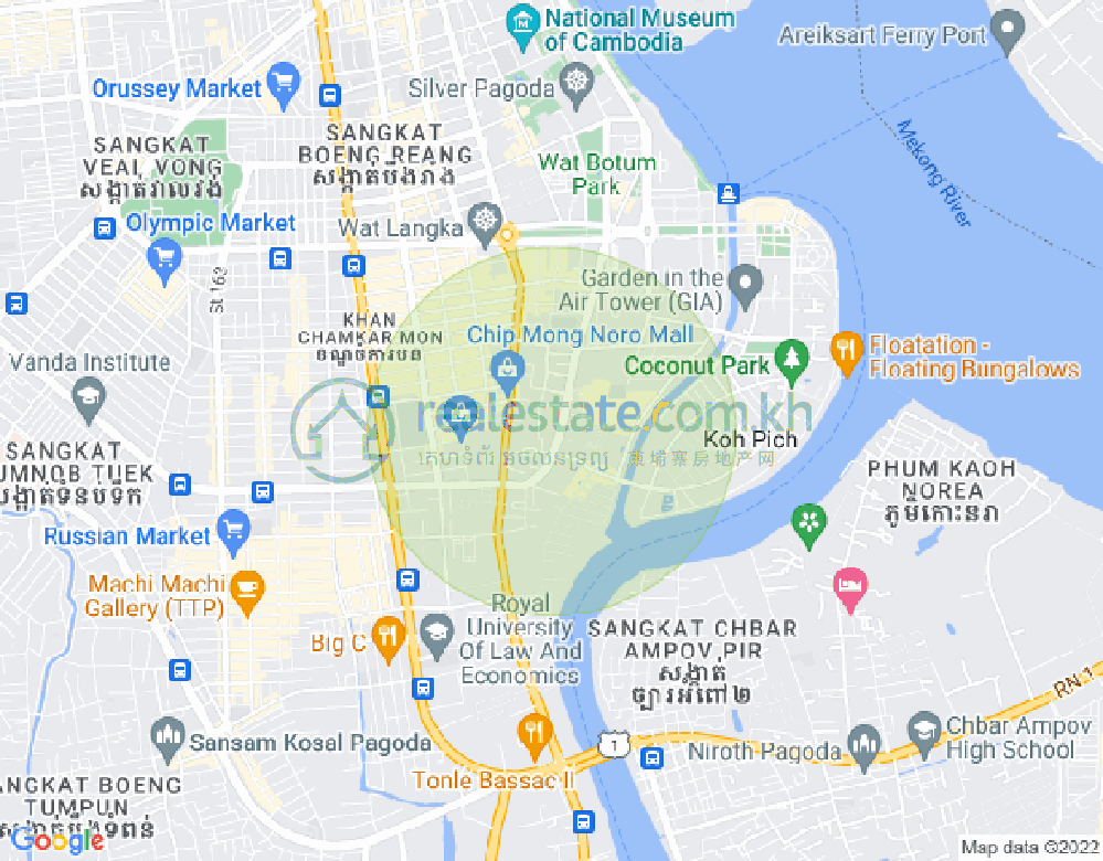 トンレバサック, チャムカモン, プノンペンの地図