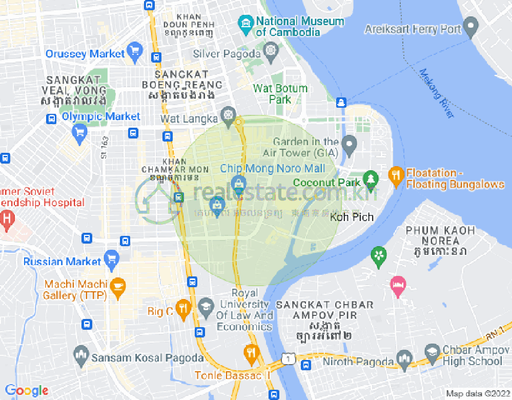 トンレバサック, チャムカモン, プノンペンの地図